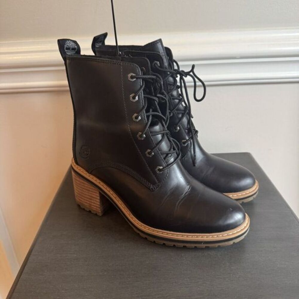 NEW Timberland Sienna WP Side Zip Black Full Grain Leather Women Boots Size 6.5M